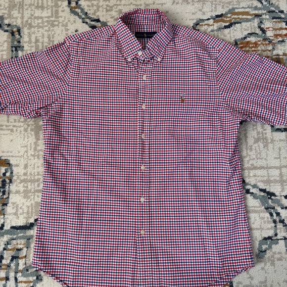 Ralph Lauren Red/White/Blue checkered Men's size Medium Button Down - Picture 1 of 3